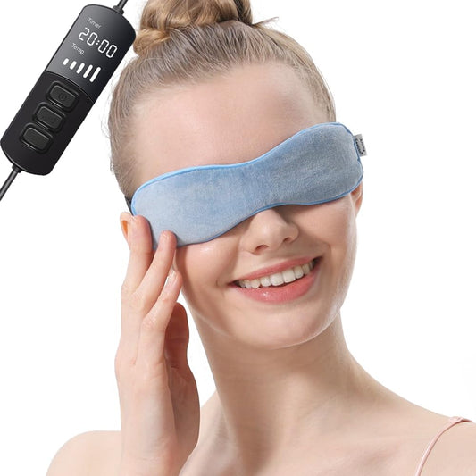 Heated Eye Mask for Dry Eyes, Warm Eye Compress with Flaxseed for MGD, Dry Eye Syndrome, FSA HSA Eligible, Chalazion Blepharitis Stye Eye Treatment, Steam Moist to Unclog Glands (Blue)